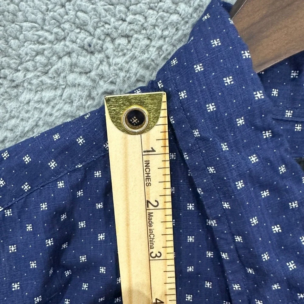 J.Crew Button Up‎ Shirt Mens Large Blue Geometric Long Sleeve Cotton Preppy